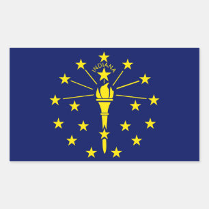 Rectangular Pegatina de la bandera del estado de Indiana