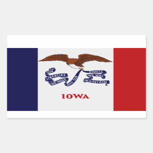 Rectangular Pegatina de la bandera del Estado de Iowa