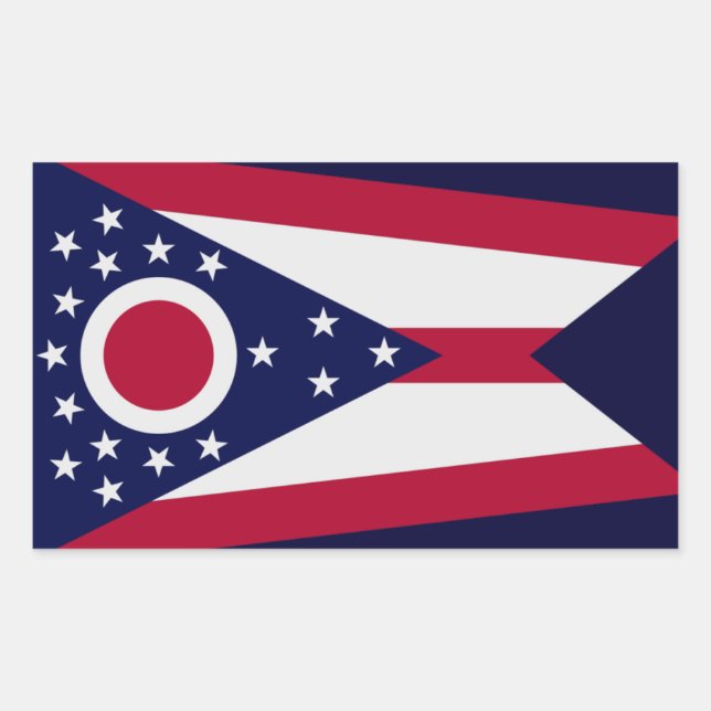 Rectangular Pegatina de la bandera del estado de Ohio (Anverso)