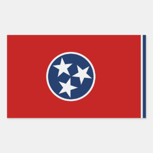Rectangular Pegatina de la bandera del estado de Tennessee