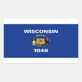 Rectangular Pegatina de la bandera del estado de Wisconsin