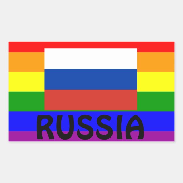 Rectangular PEGATINA de la bandera del Orgullo Gay de Rusia* L (Anverso)