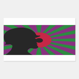 Rectangular Pegatina de la bandera del sol naciente de