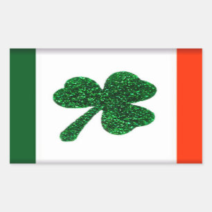 Rectangular Pegatina de la bandera del trébol de Irlanda