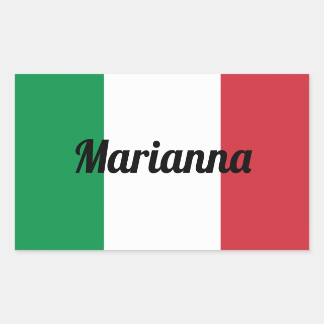 Rectangular Pegatina de la bandera italiana - personalizable (Anverso)