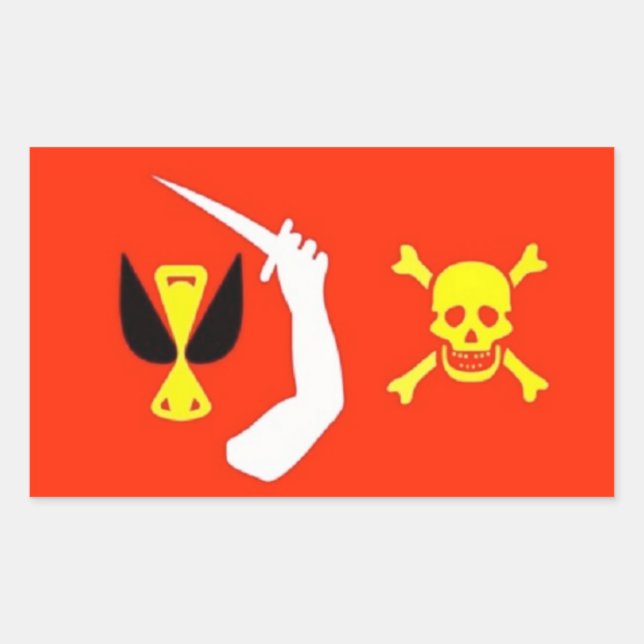 Rectangular Pegatina de la bandera pirata de Christopher Moody (Anverso)