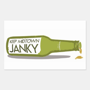 Rectangular Pegatina de la botella de Janky del Midtown de