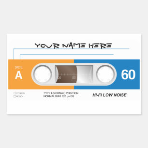 Rectangular Pegatina de la cinta de casete