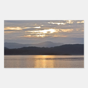 Rectangular Pegatina de la escena del atardecer oceánico