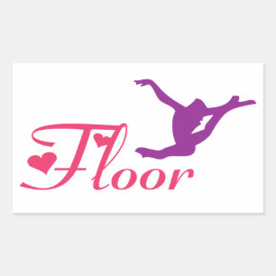 Rectangular Pegatina de la gimnasta Floor Love
