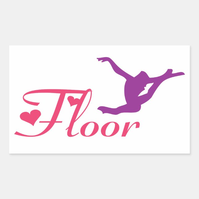 Rectangular Pegatina de la gimnasta Floor Love (Anverso)