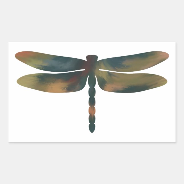 Rectangular Pegatina de la libélula gruesa de estilo acrílico (Anverso)