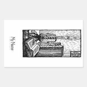 Rectangular Pegatina de la libreta de libros y velas