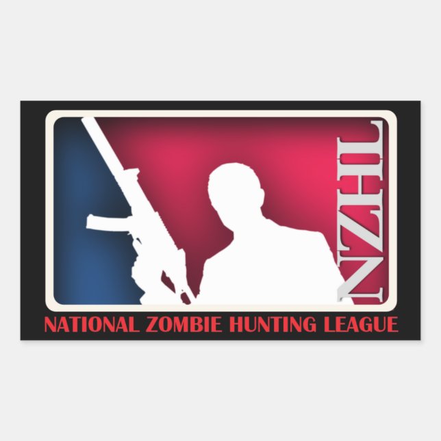Rectangular Pegatina de la Liga Nacional de Caza Zombie (Anverso)