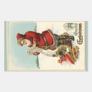 Rectangular Pegatina de la Lista de Santa