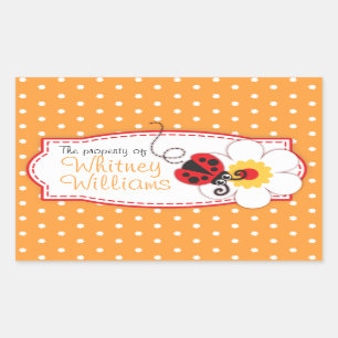 Rectangular pegatina de la placa de libro de ladybug para niño