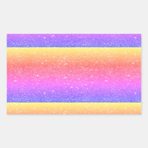Rectangular Pegatina de la Plaza Purpurina Arcoiris colorido