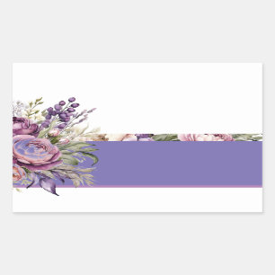 Rectangular Pegatina de la presencia de flores de algodón púrp
