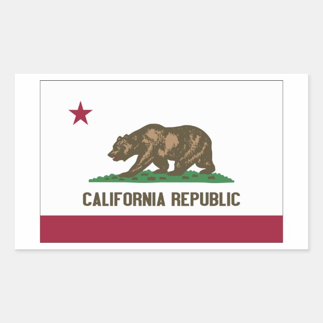 Rectangular Pegatina de la República de California (Anverso)