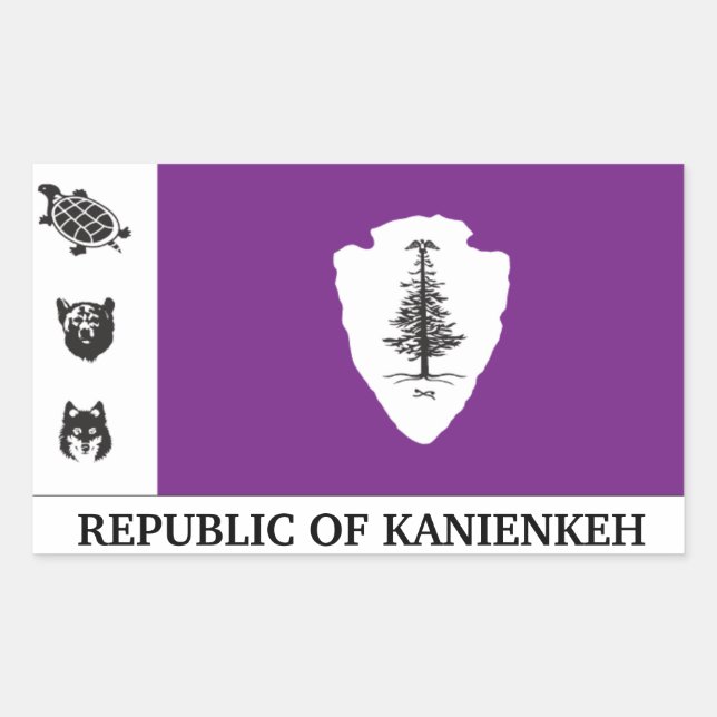 Rectangular Pegatina de la República de Kanienkeh (Nación Moha (Anverso)