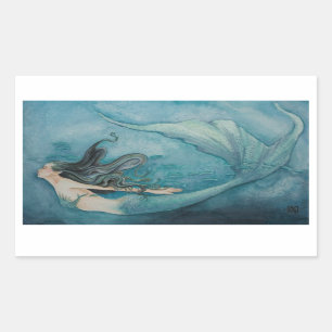Rectangular Pegatina de la sirena