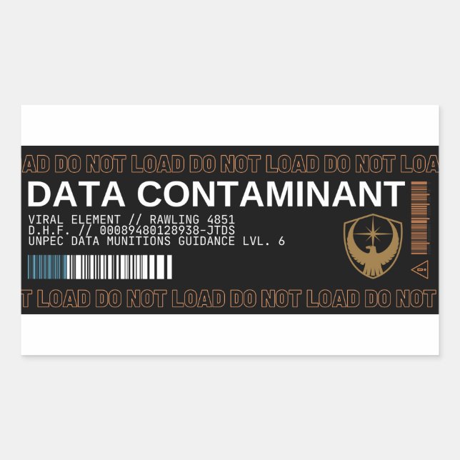 Rectangular PEGATINA de la tarjeta de advertencia DATA CONTAMI (Anverso)