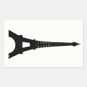 Rectangular Pegatina de la Torre Eiffel Blanco y Negro