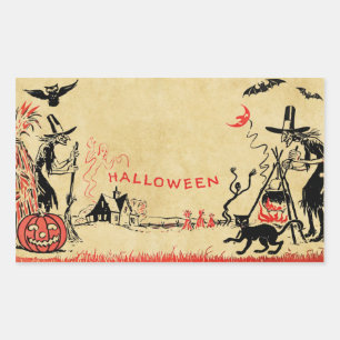 Rectangular Pegatina de las brujas de Halloween