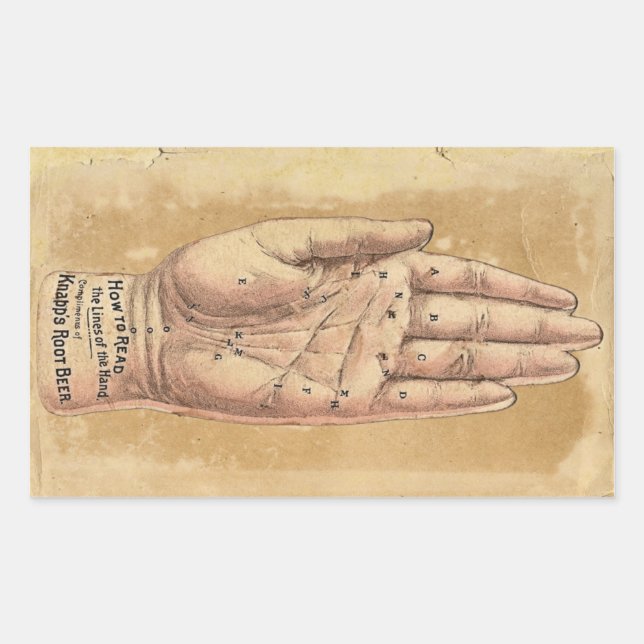 Rectangular Pegatina de lectura de palma (Anverso)