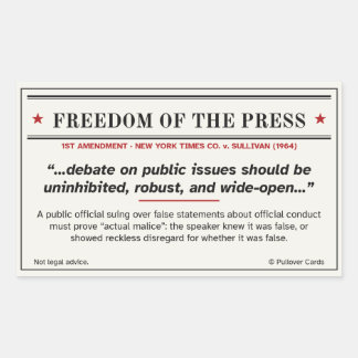 Rectangular Pegatina de libertad de prensa – NYT v. Sullivan