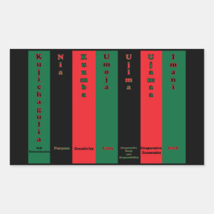 Rectangular Pegatina de los siete principios de Kwanzaa