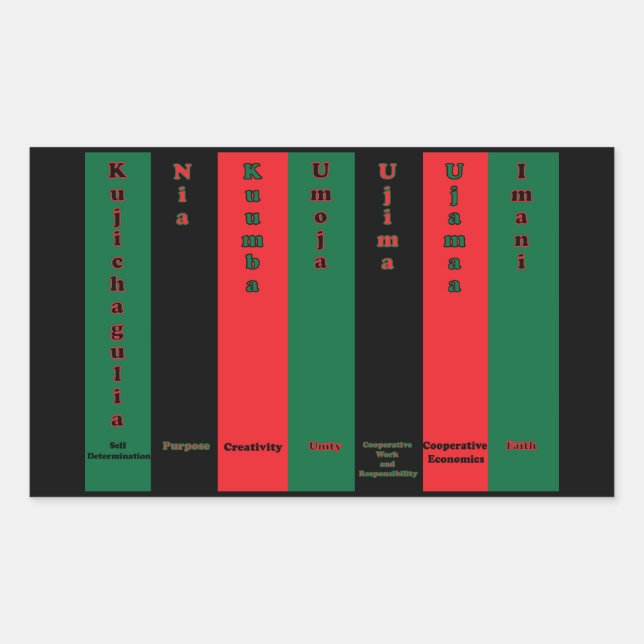 Rectangular Pegatina de los siete principios de Kwanzaa (Anverso)