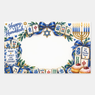 Rectangular Pegatina de Mahjong de Hanukkah