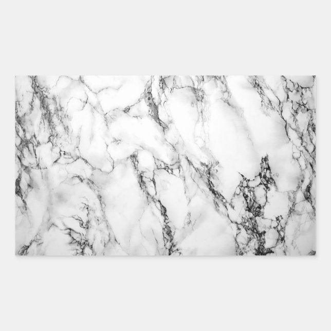 Rectangular Pegatina de mármol negro y blanco (Anverso)
