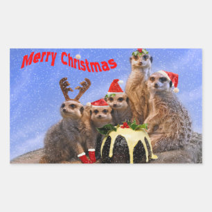 Rectangular Pegatina de Merry Meerkats
