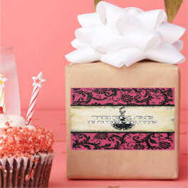 Rectangular Pegatina de moda Diva Naranjas Retro Dots