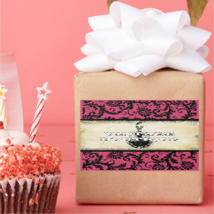 Rectangular Pegatina de moda Diva Naranjas Retro Dots