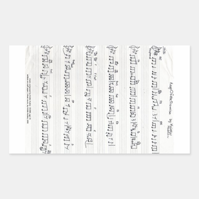 Rectangular Pegatina de música de hoja manuscrita (Anverso)