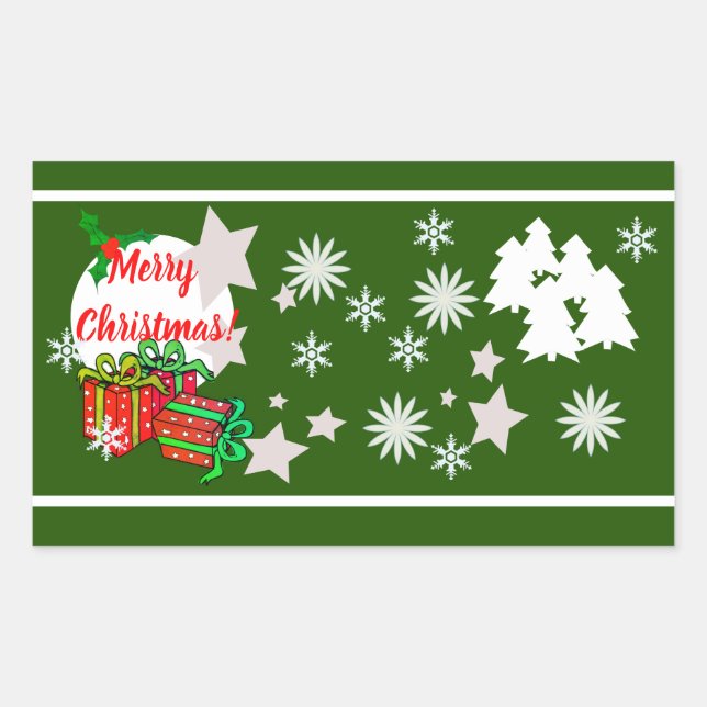 Rectangular Pegatina de Navidad (Anverso)