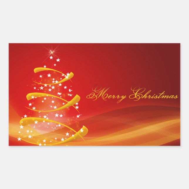 Rectangular Pegatina de Navidad/Árbol de Navidad (Anverso)