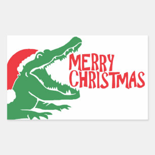 Rectangular Pegatina de navidad del lagarto
