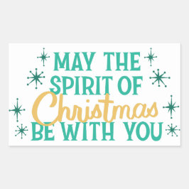 Rectangular Pegatina de Navidad - Letra festiva retro