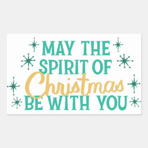 Rectangular Pegatina de Navidad - Letra festiva retro