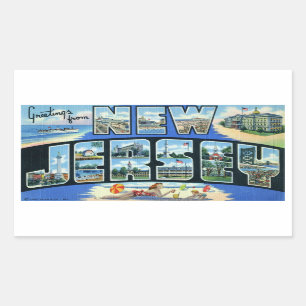 Rectangular Pegatina de New Jersey del vintage