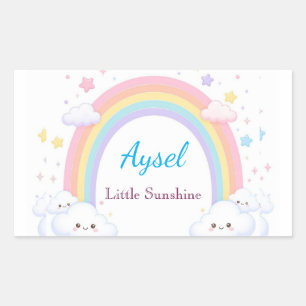 Rectangular Pegatina de niños lindos arcoíris 🌈