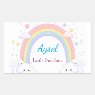 Rectangular Pegatina de niños lindos arcoíris 🌈