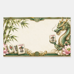 Rectangular Pegatina de nombre de Mahjong