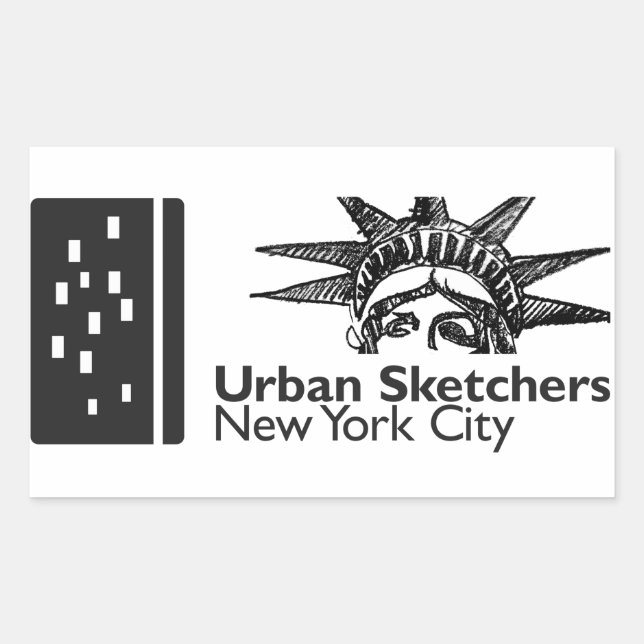 Rectangular Pegatina de NYC Urban Sketchers (Anverso)