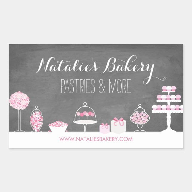 Rectangular Pegatina de panadería Chalkboard (Anverso)
