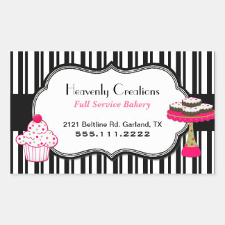 Rectangular Pegatina de panadería Personalizado a rayas divert